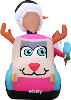 Christmas Inflatables Large 8Ft Tall Santa Ice Cream Truck Inflatable Outdoor