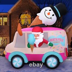 Christmas Inflatables Large 8ft Tall Santa Ice Cream Truck Inflatable Outdo