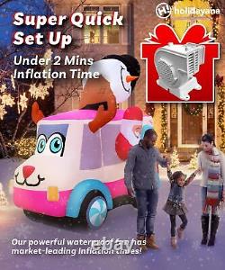 Christmas Inflatables Large 8ft Tall Santa Ice Cream Truck Inflatable Outdo