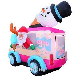 Christmas Inflatables Large 8ft Tall Santa Ice Cream Truck Inflatable Outdo