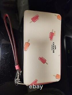 Coach C4530 Popsicle Ice Cream Long Zip Around Wristlet Wallet Chalk Pink NWT