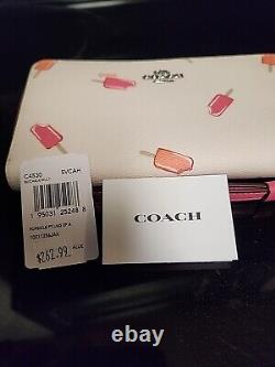 Coach C4530 Popsicle Ice Cream Long Zip Around Wristlet Wallet Chalk Pink NWT