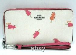 Coach C4530 Popsicle Ice Cream Print Long Zip Around Wristlet Wallet Chalk Multi