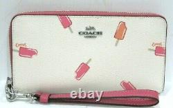 Coach C4530 Popsicle Ice Cream Print Long Zip Around Wristlet Wallet Chalk Multi