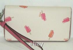 Coach C4530 Popsicle Ice Cream Print Long Zip Around Wristlet Wallet Chalk Multi