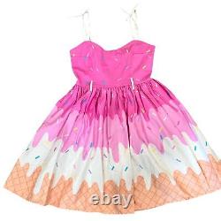 Collectif Jade Vintage Inspired Ice Cream Swing Dress Large/14 Pink White Summer