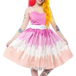 Collectif Jade Vintage Inspired Ice Cream Swing Dress Large/14 Pink White Summer