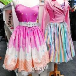 Collectif Jade Vintage Inspired Ice Cream Swing Dress Large/14 Pink White Summer