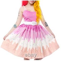 Collectif Jade Vintage Inspired Ice Cream Swing Dress Large/14 Pink White Summer