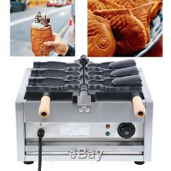 Commercial Nonstick 110V Electric 3pcs Fish Waffle Ice Cream Taiyaki Maker Cook