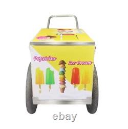 Customized Large Stainless Steel Food Drinks Ice Cream Cold Cooler Box Push Cart