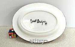 DROLL DESIGNS Large Hand painted Oval platter Cherry Pie Ice cream cone Cupcakes