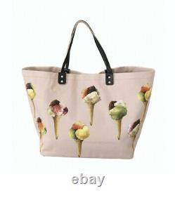 Dolce & Gabbana Pink Ice Cream Print Cotton Large Shopping Hand Tote Shopper Bag