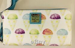 Dooney & Bourke Ice Cream Sno Cone Large Zip Around Wallet Clutch Wristlet NEW