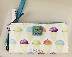 Dooney & Bourke Ice Cream Sno Cone Large Zip Around Wallet Clutch Wristlet NEW