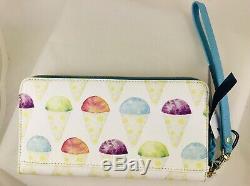 Dooney & Bourke Ice Cream Sno Cone Large Zip Around Wallet Clutch Wristlet NEW