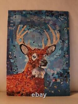 Double Face Painting Of Deer & Ice Cream Collage Art Egyptian Handmade Painting