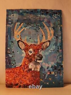 Double Face Painting Of Deer & Ice Cream Collage Art Egyptian Handmade Painting