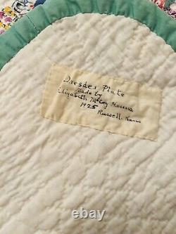 Dresden Plate Hand Quilted Quilt Ice Cream Border 1920's Fabrics 88x72