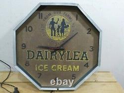 Early Dairylea Ice Cream Large 19 Dairy Farm Milk Store Metal Clock Sign Rare
