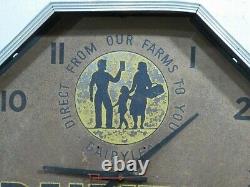 Early Dairylea Ice Cream Large 19 Dairy Farm Milk Store Metal Clock Sign Rare