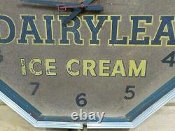 Early Dairylea Ice Cream Large 19 Dairy Farm Milk Store Metal Clock Sign Rare