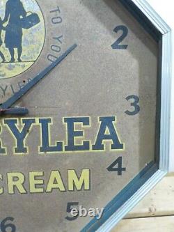 Early Dairylea Ice Cream Large 19 Dairy Farm Milk Store Metal Clock Sign Rare