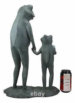 Ebros Large Aluminum Ice Cream Treat Father and Son Frogs Garden Statue 19 Tall