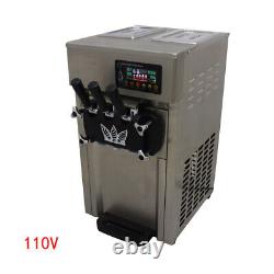 Electric 3 Flavors Soft Ice Cream Machine 110V 1.6hp LED Display Large Output