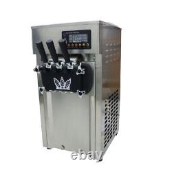 Electric 3 Flavors Soft Ice Cream Machine 110V 1.6hp LED Display Large Output