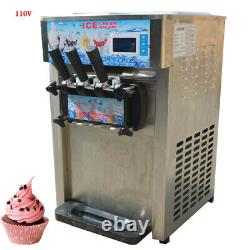 Electric Stainless Commercial 3 Flavor Soft Ice Cream Machine 110V Large Output