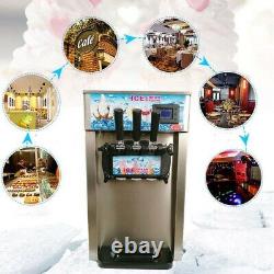 Electric Stainless Commercial 3 Flavor Soft Ice Cream Machine 110V Large Output