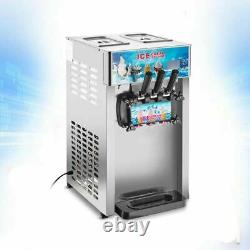 Electric Stainless Commercial 3 Flavor Soft Ice Cream Machine 110V Large Output