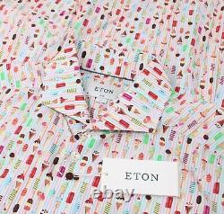 Eton NWT Sport Shirt Size 16 41 L Slim Fit In Bold Multicolor Ice Cream Print