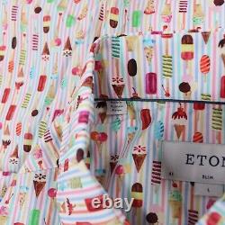 Eton NWT Sport Shirt Size 16 41 L Slim Fit In Bold Multicolor Ice Cream Print