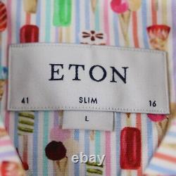 Eton NWT Sport Shirt Size 16 41 L Slim Fit In Multicolor Ice Cream Design