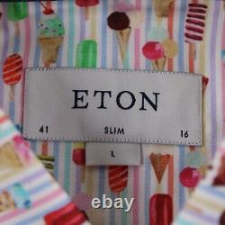 Eton NWT Sport Shirt Size 16 41 L Slim Fit In Multicolor Ice Cream Print