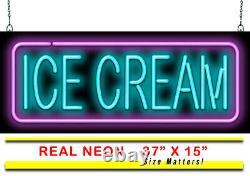 Extra Large Ice Cream Neon Sign Easy Window Installation Real Hand Bent Neon