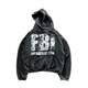 FBI For Baby's Ice Cream Ripped Hoodie High-Quality Black Cotton Hooded Pullover