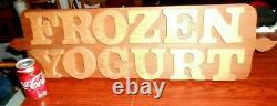 FROZEN YOGURT Sign Large 3D All Wood 34 x 9.5 Restaurant Ice Cream Store