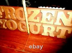 FROZEN YOGURT Sign Large 3D All Wood 34 x 9.5 Restaurant Ice Cream Store