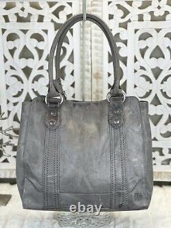 FRYE MELISSA Ice Gray PullUp Leather Tote Carryall Shoulder Handbag Purse Laptop