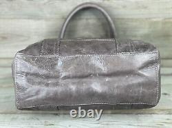 FRYE MELISSA Ice Gray Pull-Up Leather Tote Carryall Shoulder Bag Padded Pocket