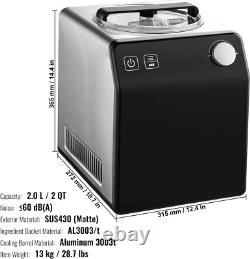 Family-Sized 2QT Automatic Ice Cream Maker with Built-in Compressor & Timer