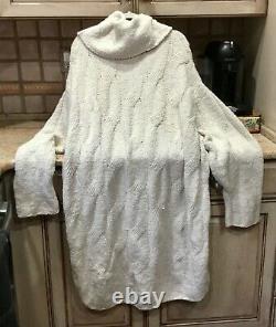 Free People Ice Cream Tunic Chenille Cable Oversize Sweater Cowlneck Ivory L NWT