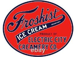 Froskist Ice Cream DIECUT NEW 28 Wide Sign USA STEEL XL Size 6 lbs