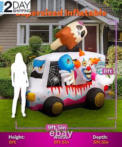 Halloween Inflatables 8Ft Clown Ice Cream Truck. Large Halloween Inflatable Out