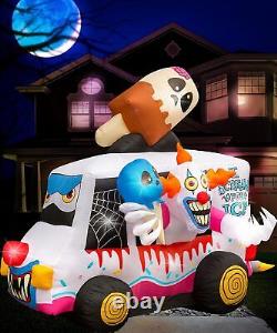 Halloween Inflatables 8Ft Clown Ice Cream Truck. Large Halloween Inflatable Outd