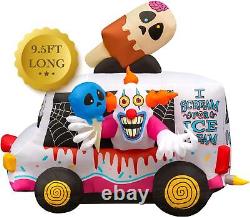 Halloween Inflatables 8ft Clown Ice Cream Truck. Large Halloween Inflatable LEDs