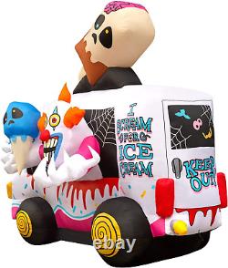 Halloween Inflatables Large 8 Ft Clown Ice Cream Truck Inflatable Outdoor Hall